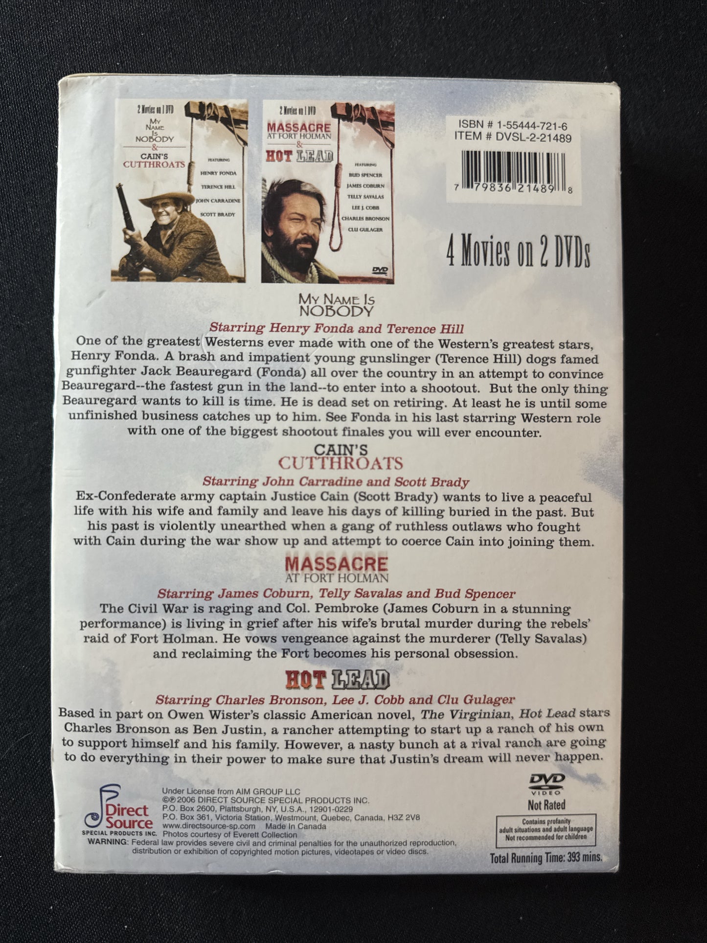 Western Justice 4 Movies, Massacre, My Name is Nobody, Hot Lead, Cain's Cutthroats DVDs