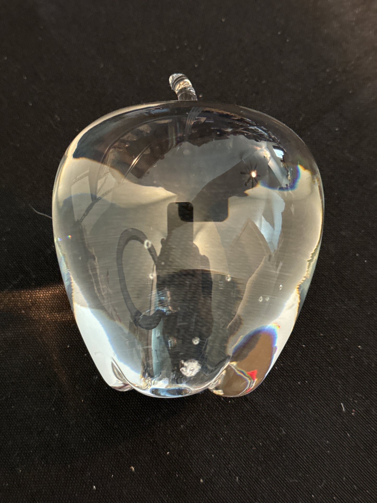 Steuben Crystal Apple Paper Weight. Signed on bottom