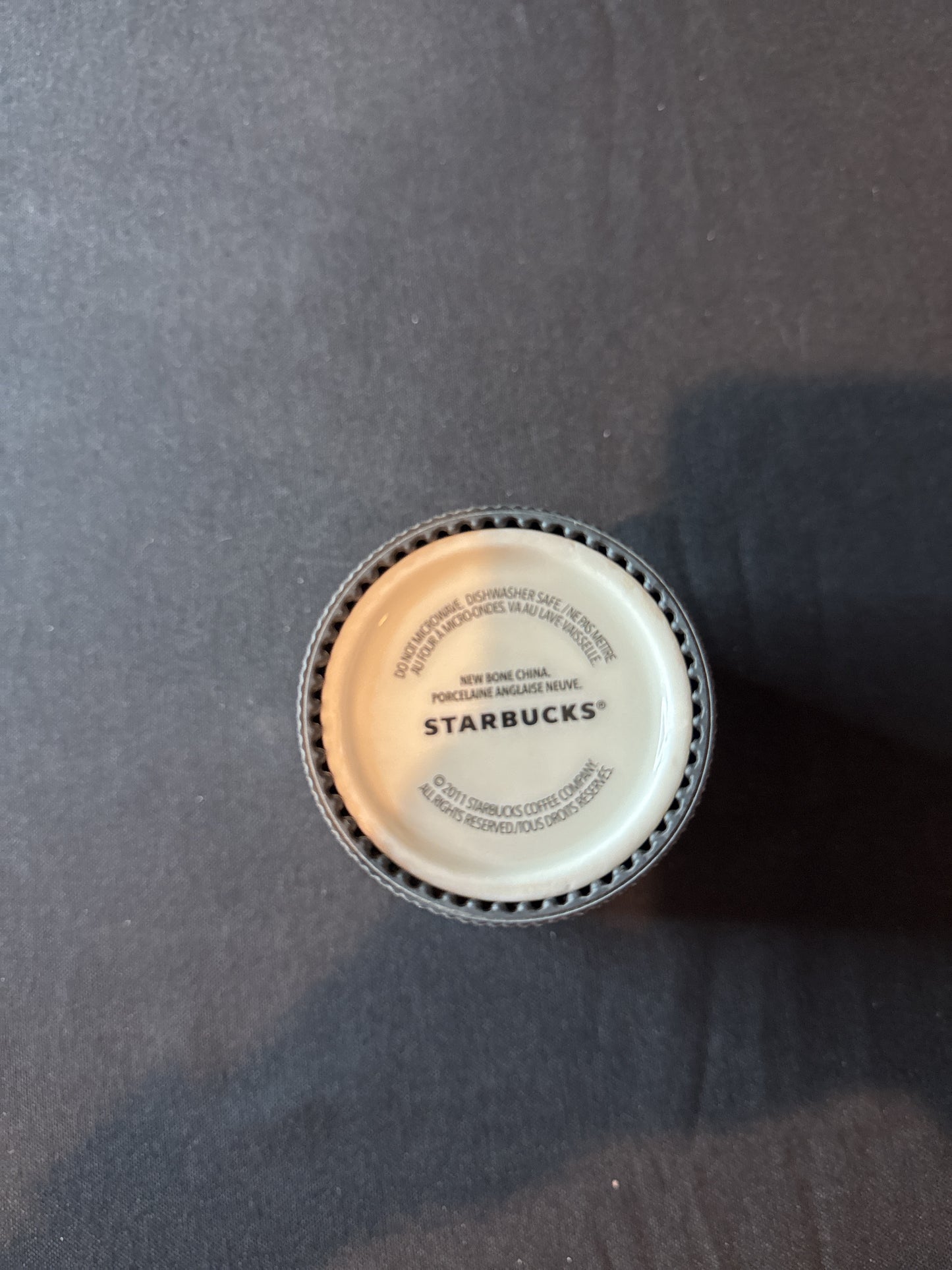 Starbucks 2011 Black & White Bone China Silicone Grip - Tall 8oz Tumbler No Lid