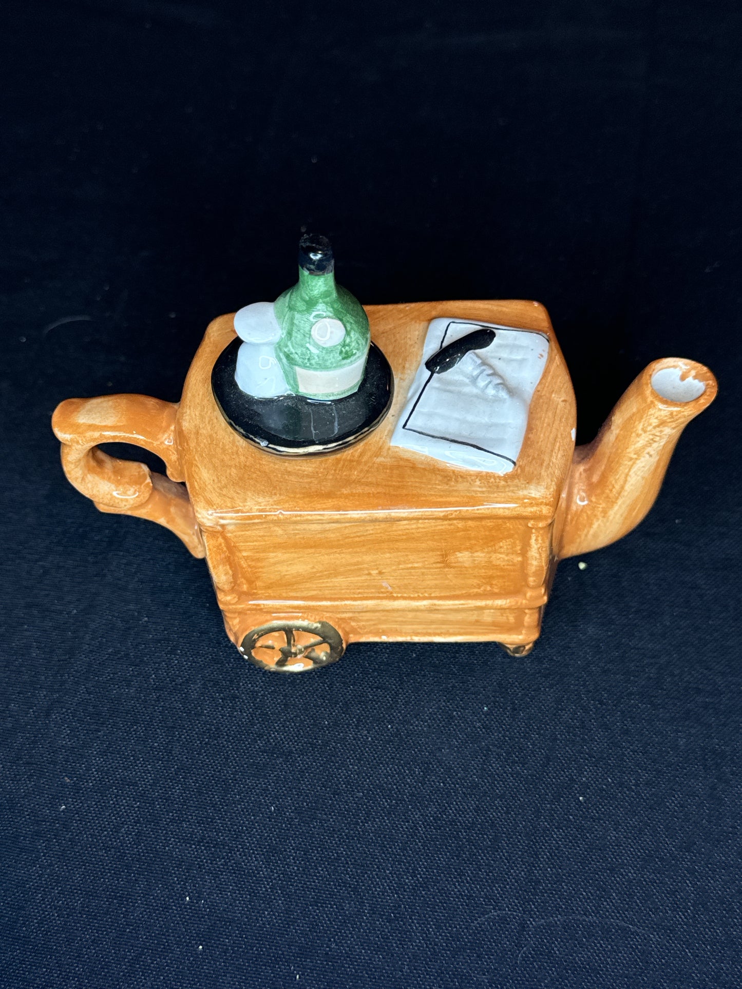 Vintage Wine Cart Teapot Collectible