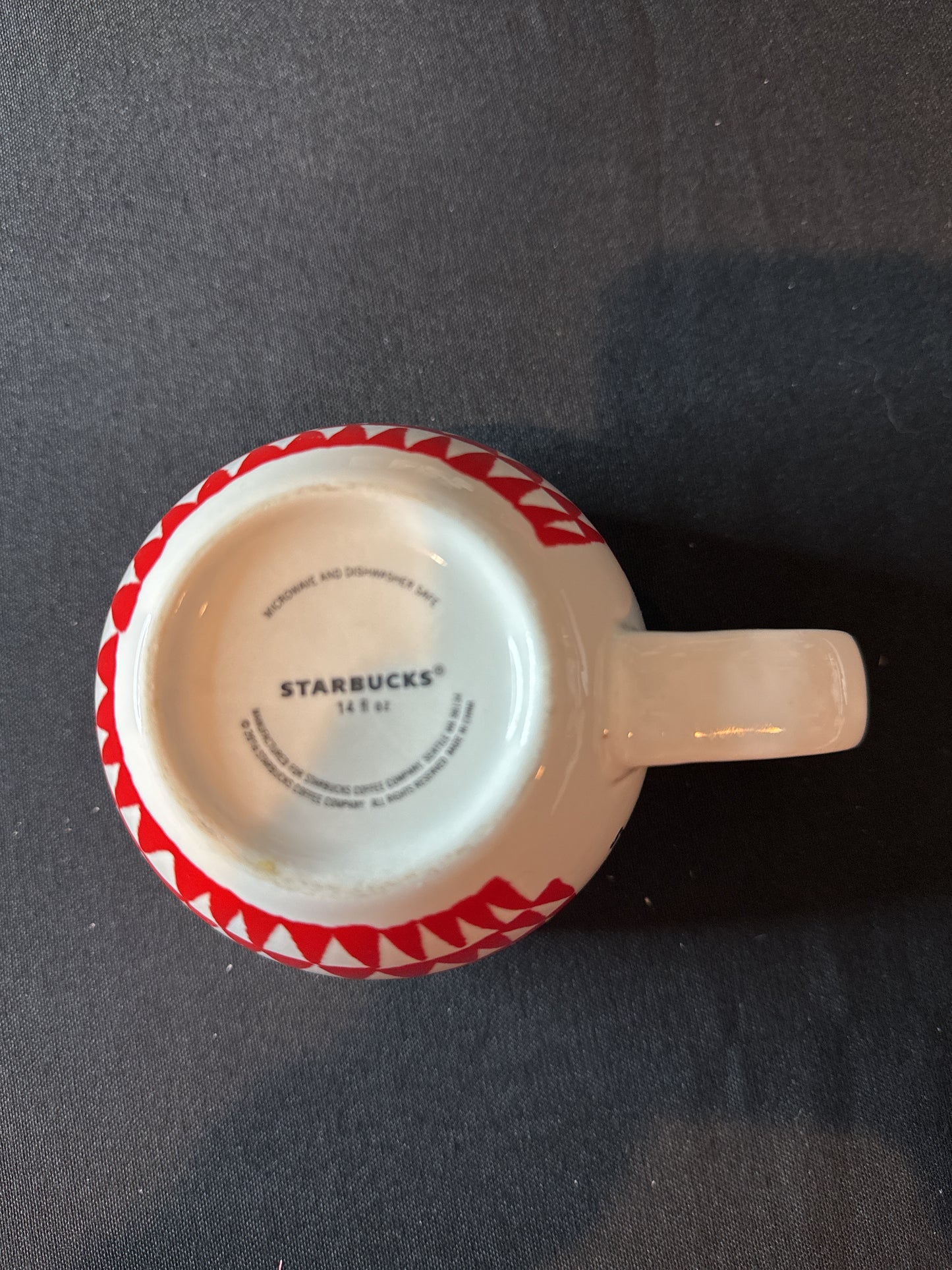 Starbucks 2016 14oz Red & White Christmas Trees Triangles Coffee Mug Cup 3.5" Tall