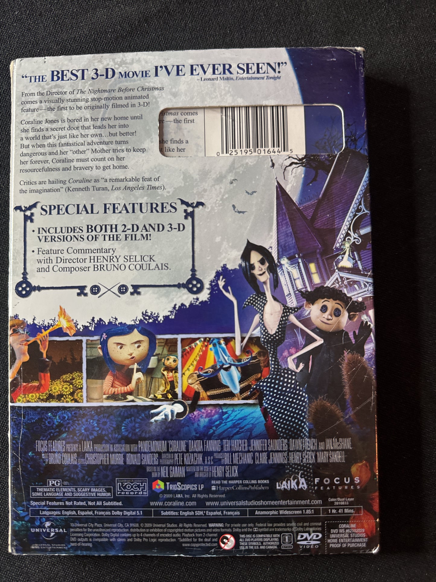 Coraline DVD w/ 4 Pairs of 3-D Glasses
