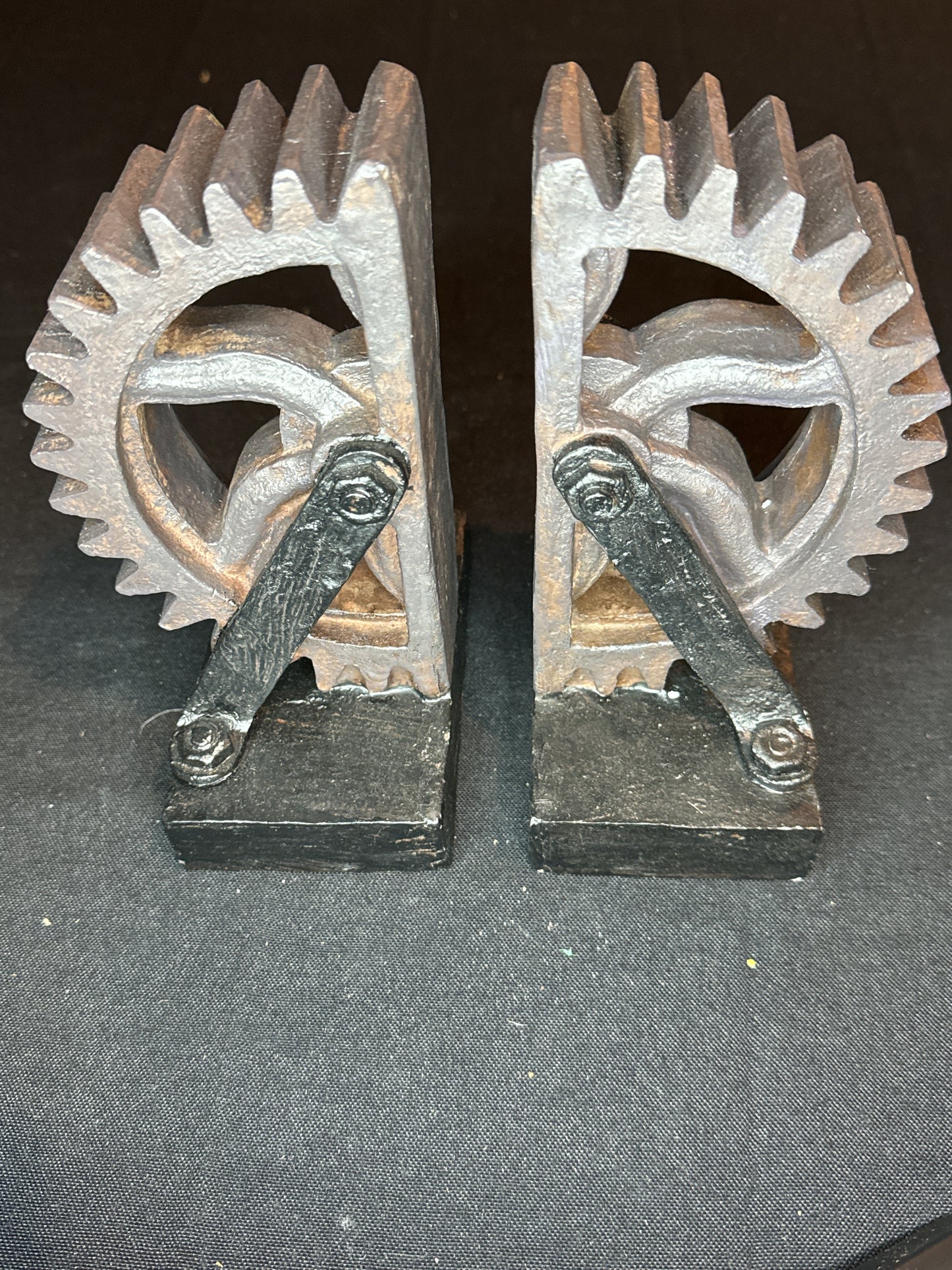 Resin Wheel Gear Bookends 7" Tall