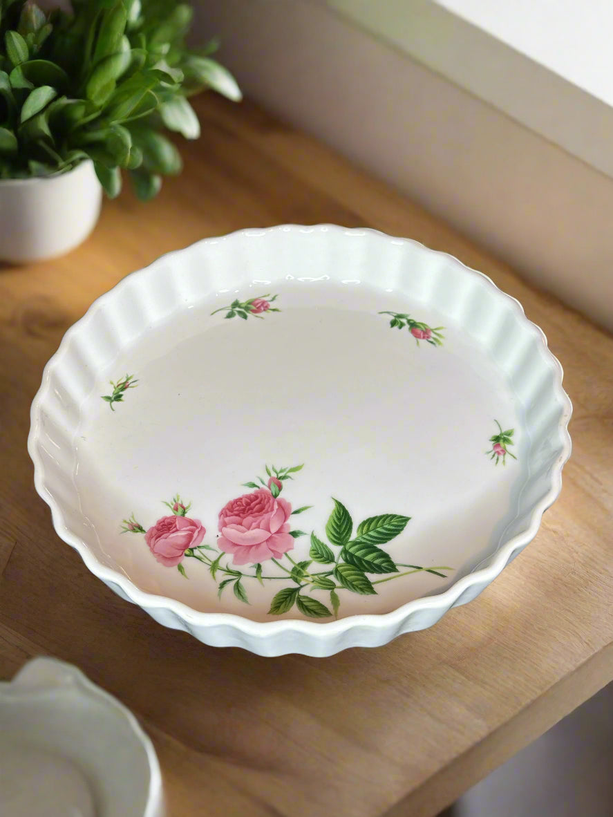 9" Quiche Dish Rose Pattern by Christineholm China