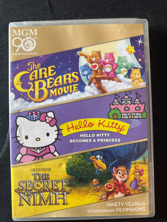 Triple Feature The Care Bears Movie, Hello Kitty Becomes a Princess, The Secret of Nimh DVDs