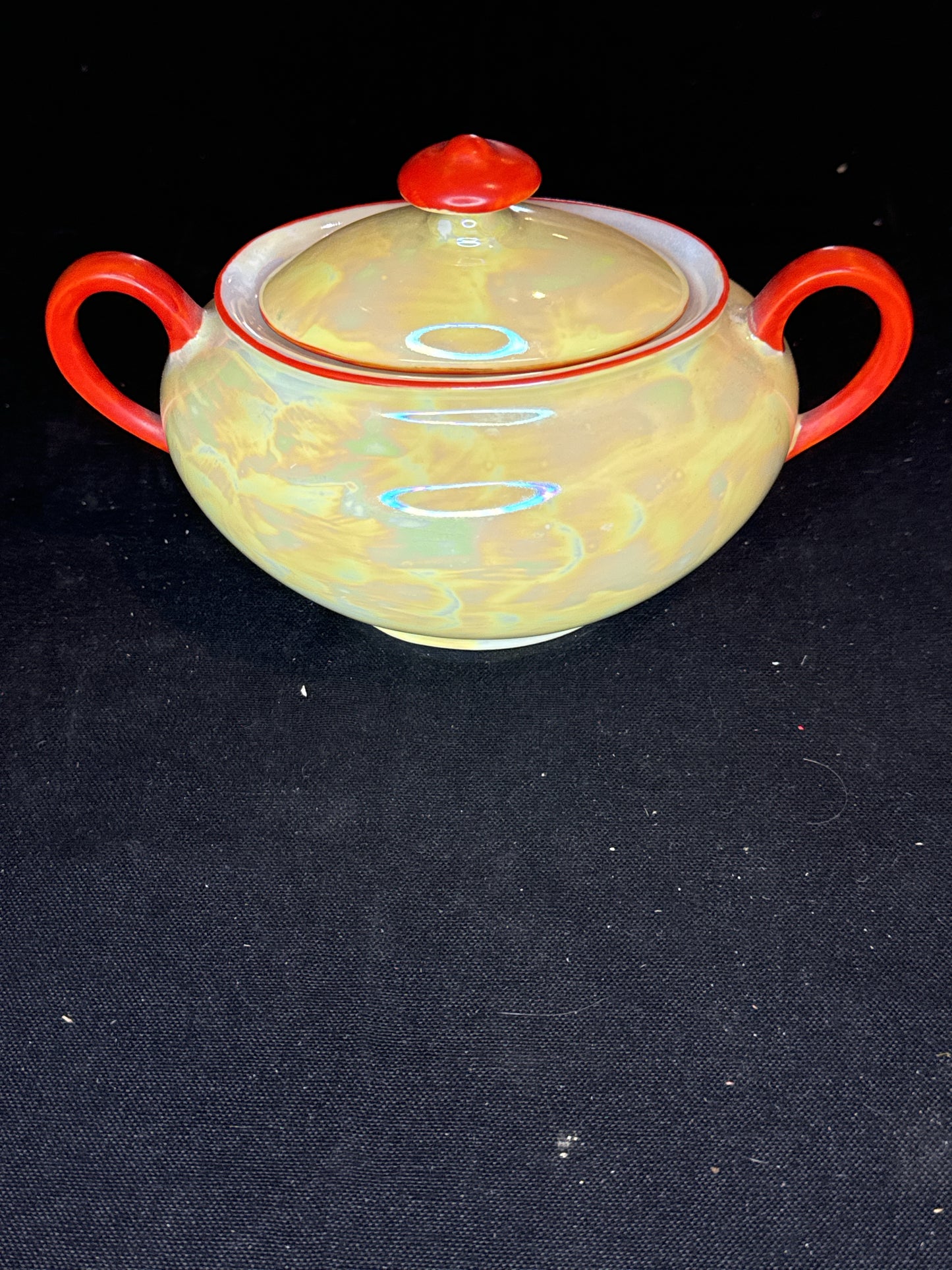 Union T Vintage Czech-Slovakia Lustreware Tea Set, 2315 Iridescent Red Trim