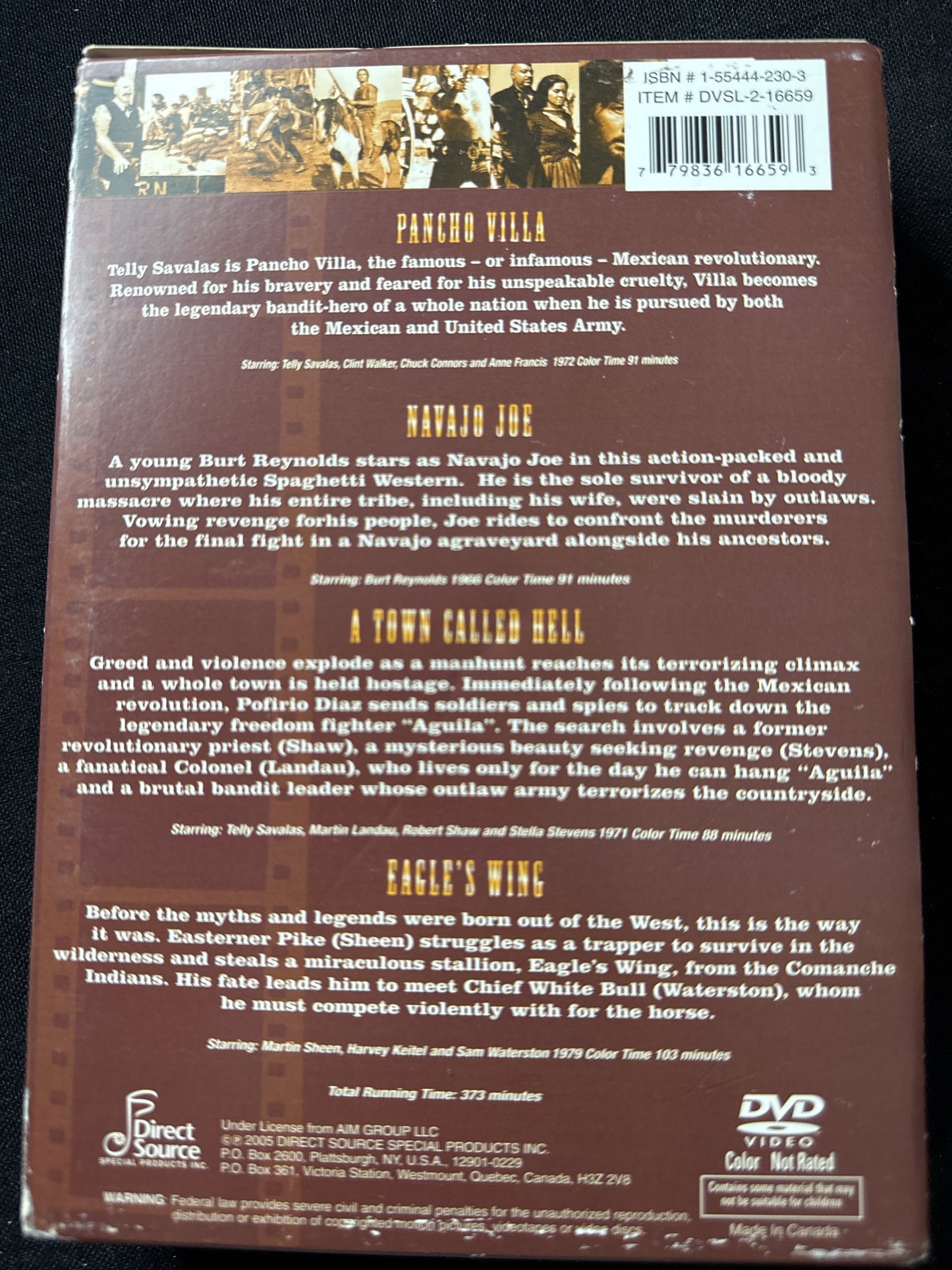 Wild West Box 4 Movies on 2 DVDs Pancho Villa, Navajo Joe, Eagle's Wing, A Town Called Hell