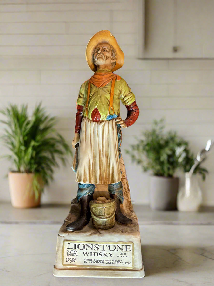 1969 Bitterroot Porcelain Lionstone Decanter "Belly Rubber" EMPTY