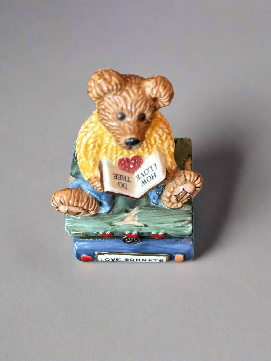 Boyds Bear Keepsake Trinket Box Bearware Potterworks Wilson With Love Sonnets #2E/1863