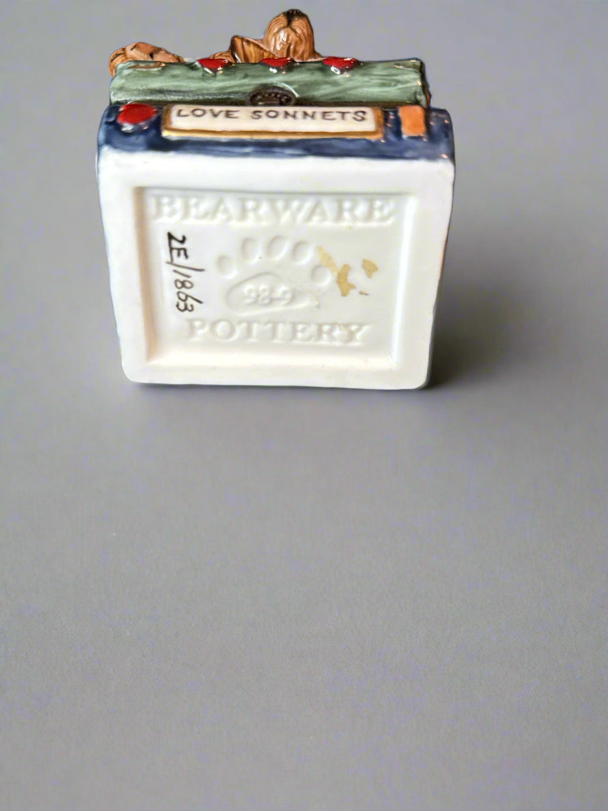 Boyds Bear Keepsake Trinket Box Bearware Potterworks Wilson With Love Sonnets #2E/1863