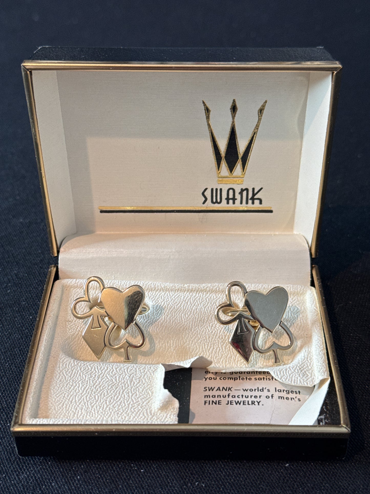 Vintage Swank Cuff Links, Vintage Jewelry, Costume Jewelry Playing Cards, Suits