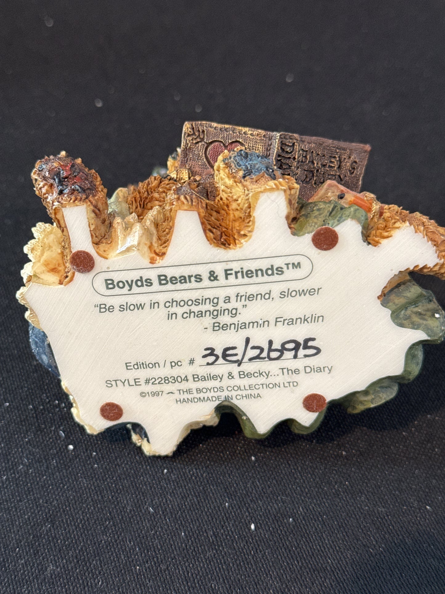 Boyds Bears & Friends #228304 Bailey & Becky The Diary 1997 No Box