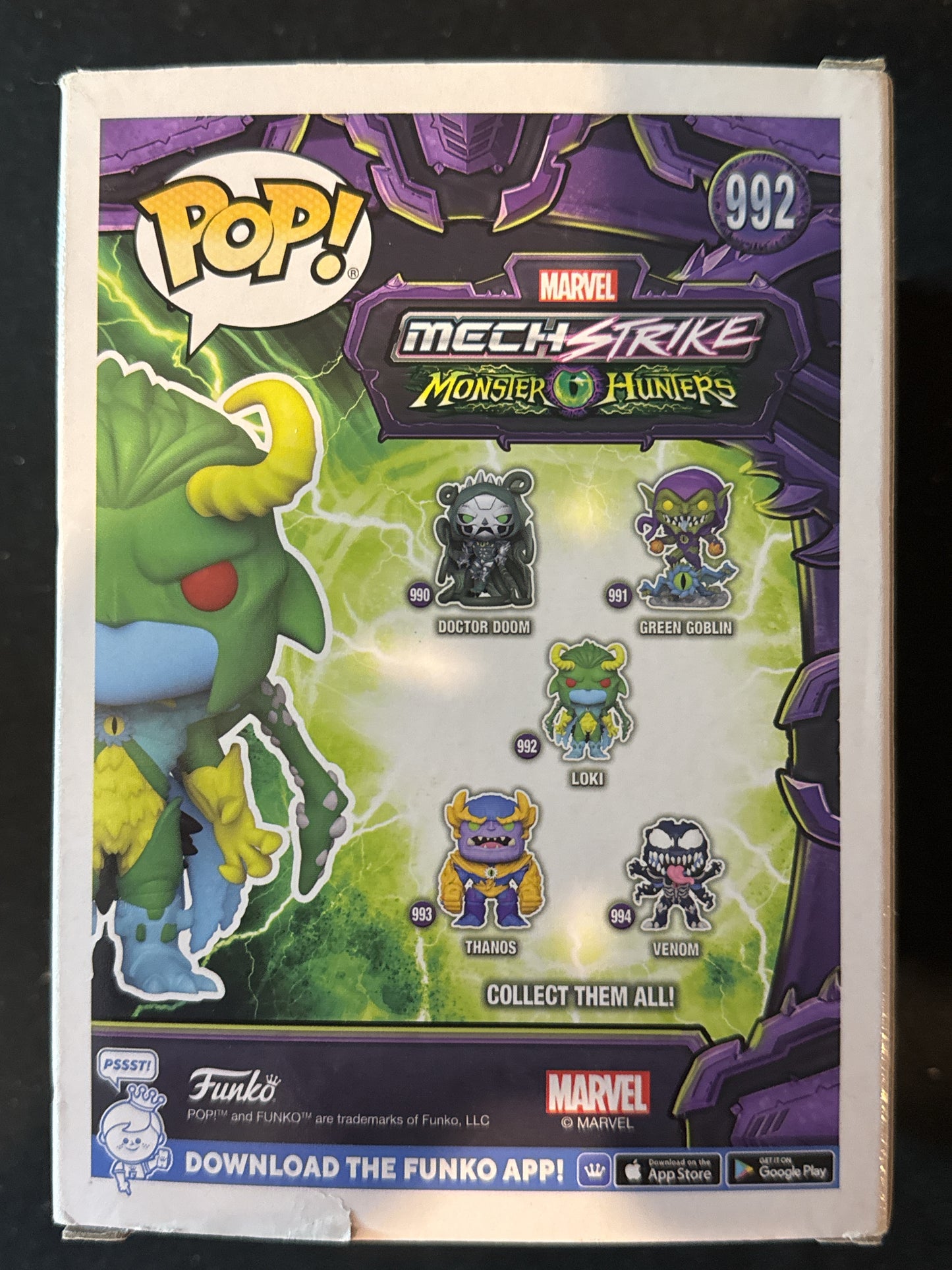 Funko Pop! Marvel MechStrike Monsters & Hunters Loki #992 Bobble Head New in Box
