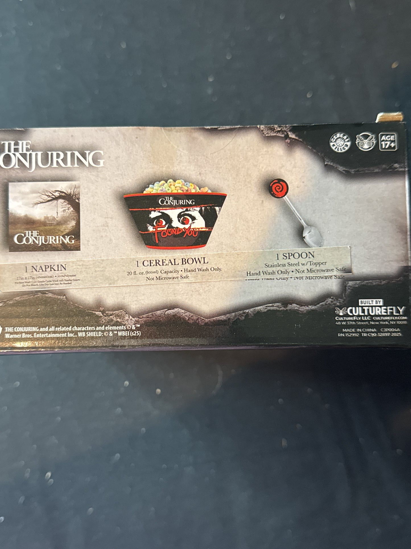 The Conjuring Breakfast Bundle Cereal Bowl, Spoon With Topper & Napkin Set New in Box
