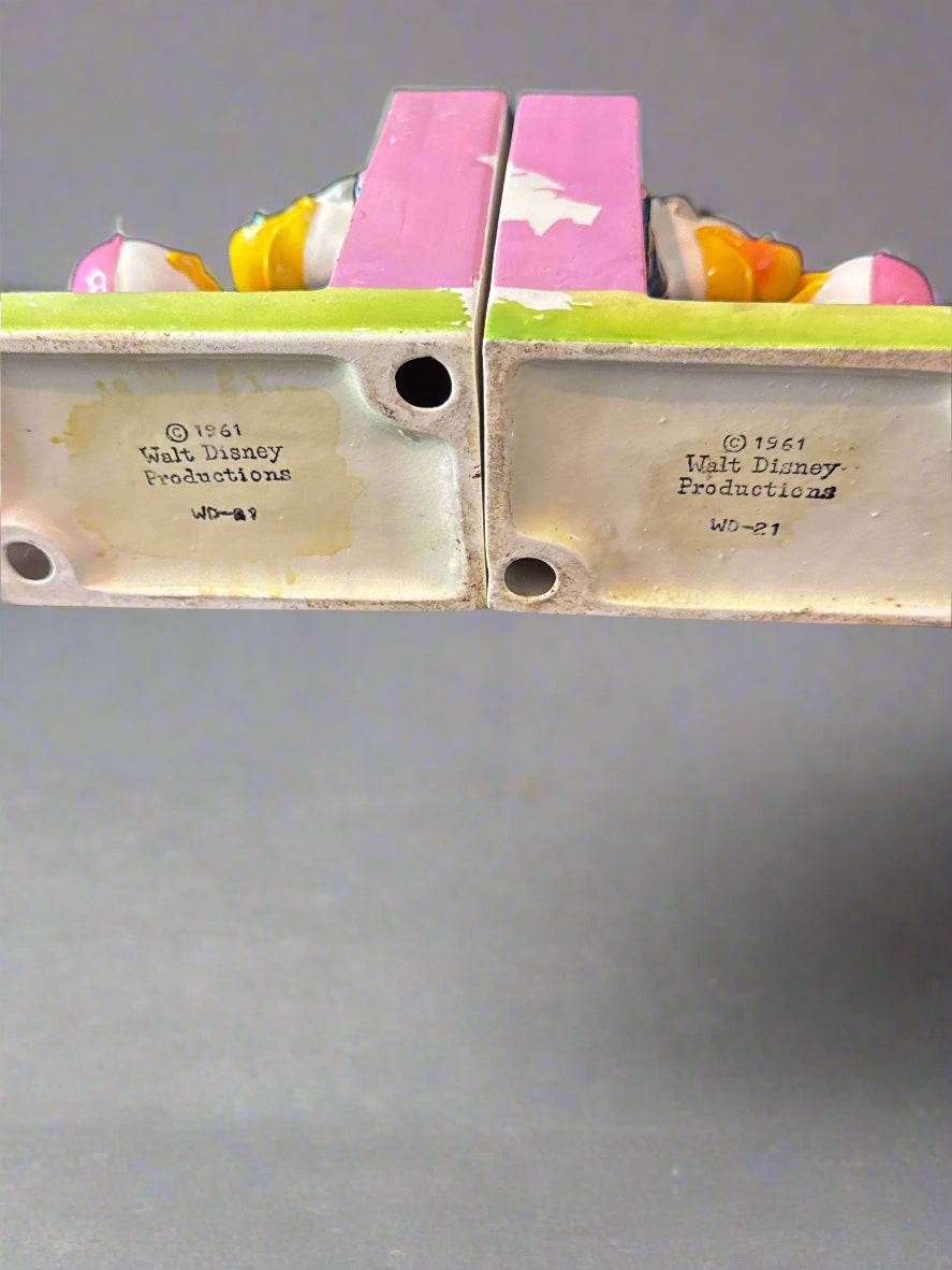 Vintage 1961 Disney's Ludwig Von Drake Ceramic Bookends