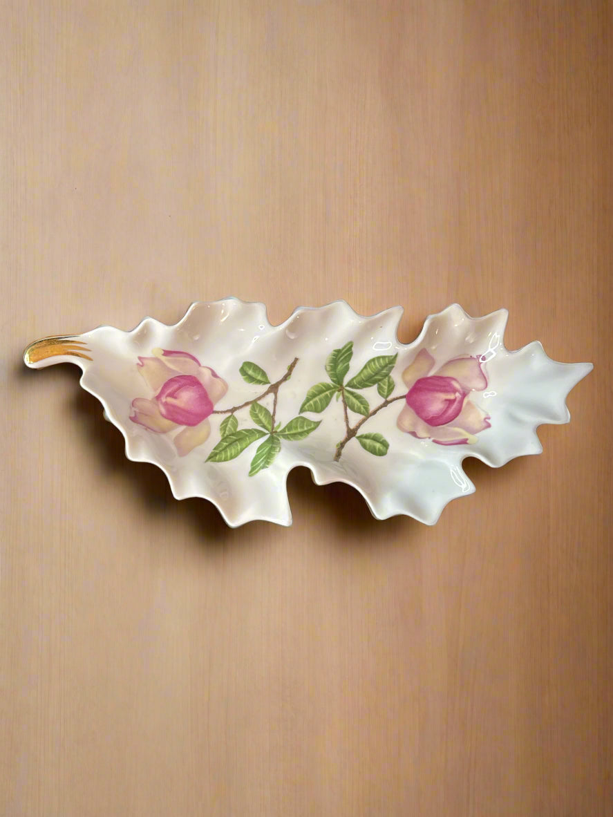 Vintage Mitterteich Bavaria Germany #6118 101 Leaf Shaped Floral Candy Dish 9.5" x 3.5"