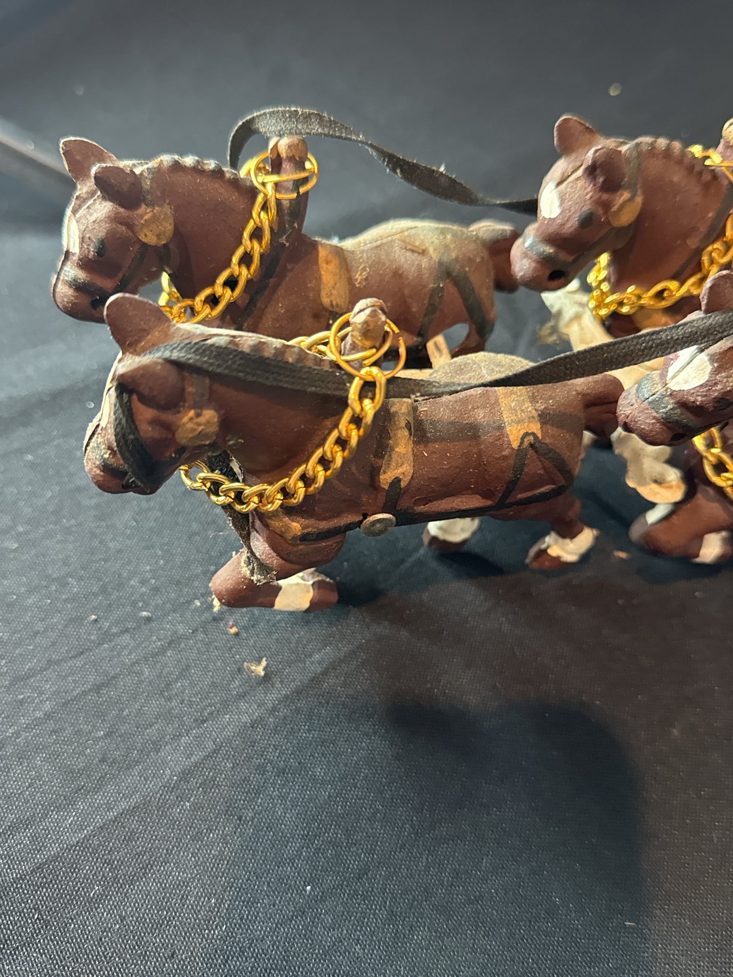 Vintage Highlander House Melrose Mass Cast Iron Red Wagon 2 Drivers, 1 Dog, 8 Horses