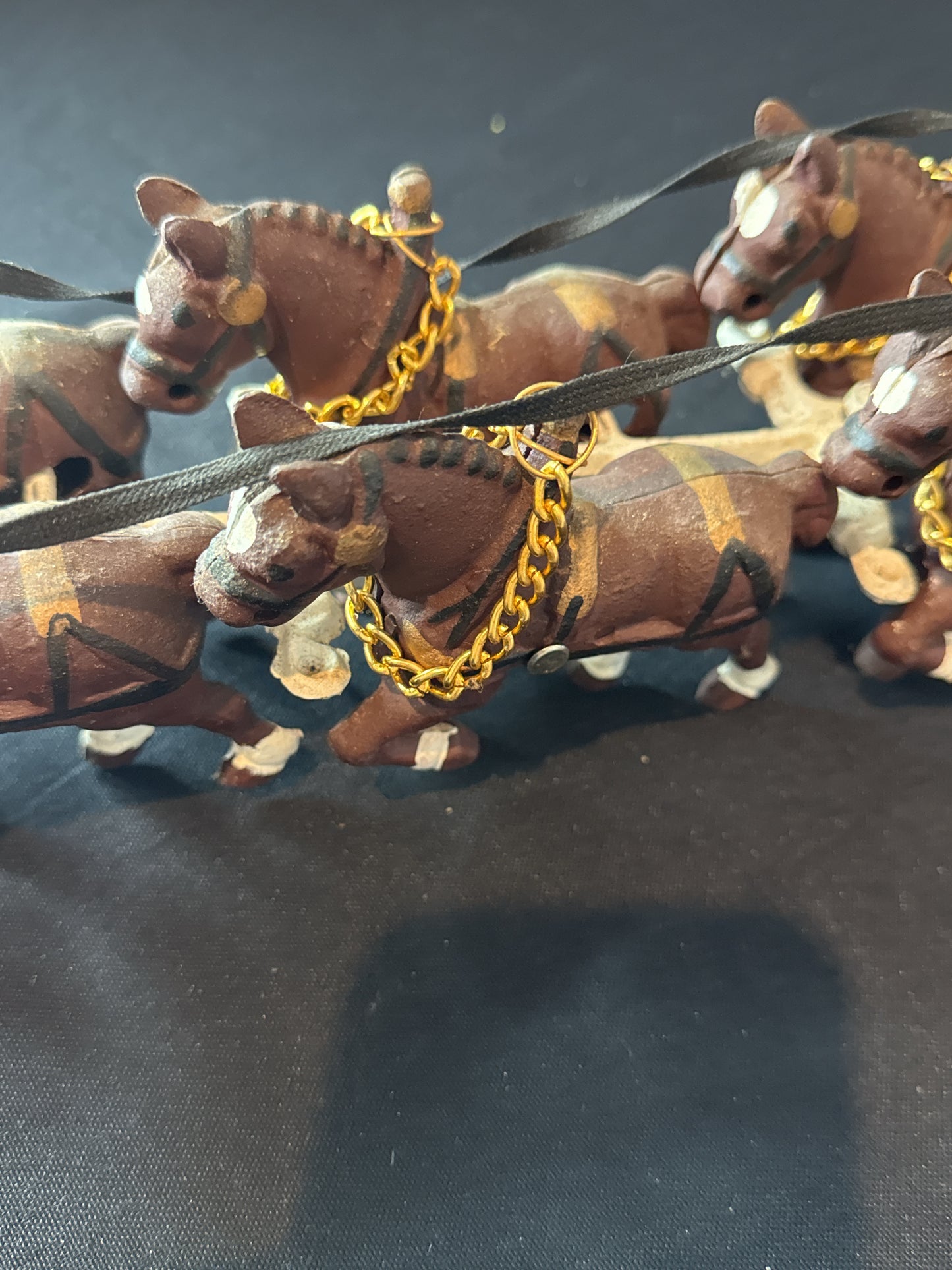 Vintage Highlander House Melrose Mass Cast Iron Red Wagon 2 Drivers, 1 Dog, 8 Horses