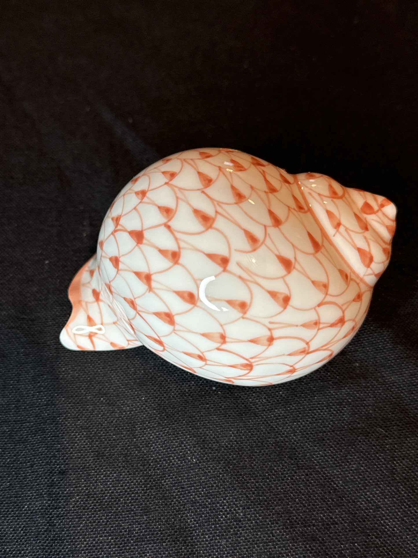 Andrea by Sadek Hand Painted Fish Net Design Orange & White Sea Shell Decor