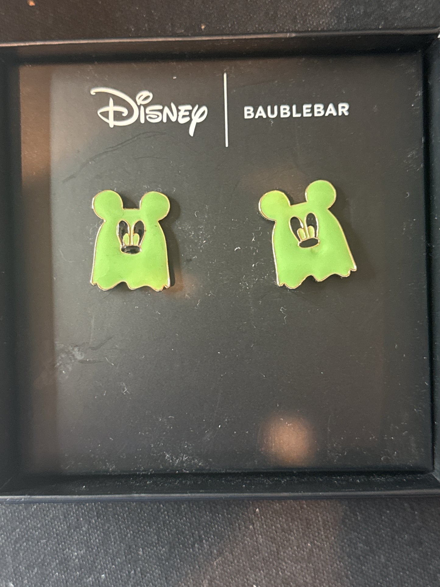 Disney Baublebar Mickey Mouse Ghost Glow In The Dark Halloween Earrings New in Box