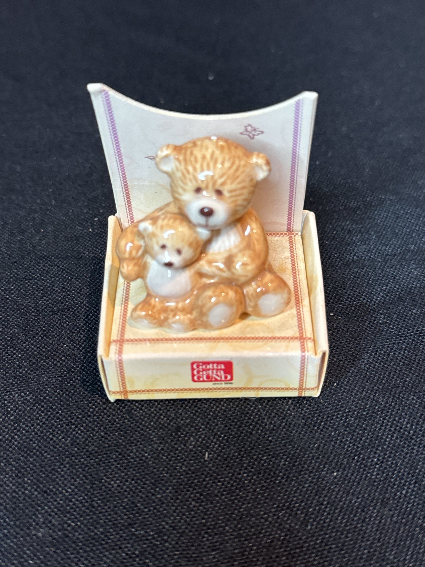 Gund Vintage Ceramic Bear Thinking of You Mini Figurine "I'm the Big Brother" 1.5" Tall #60662