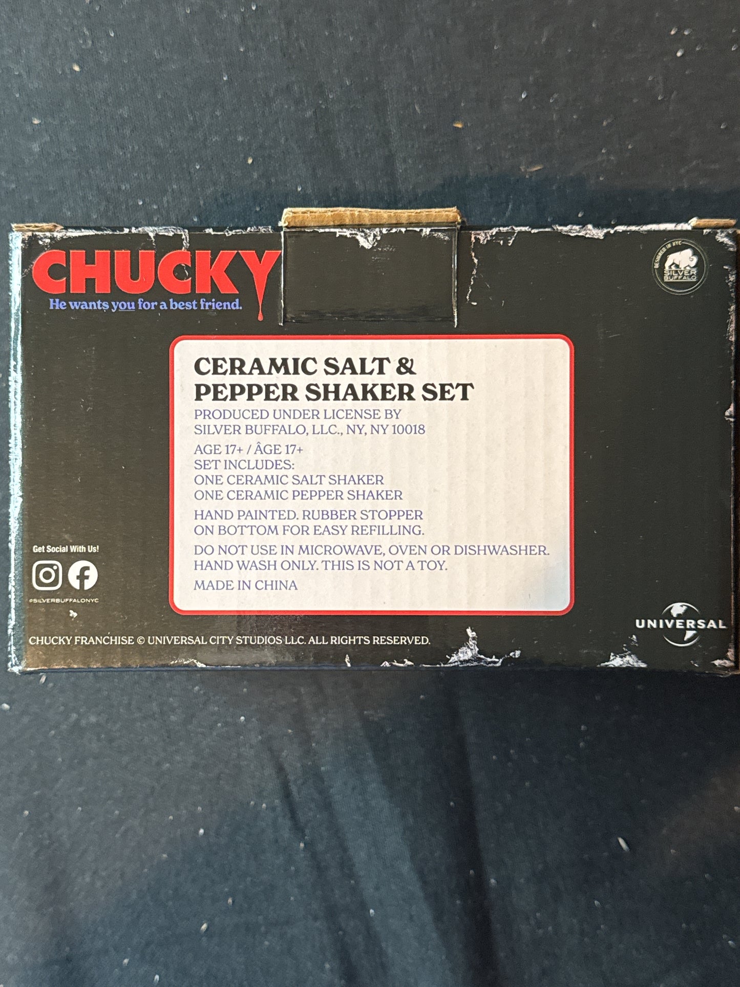 Silver Buffalo Chucky & Bride of Chucky Ceramic Salt & Pepper Shaker Set New in Box