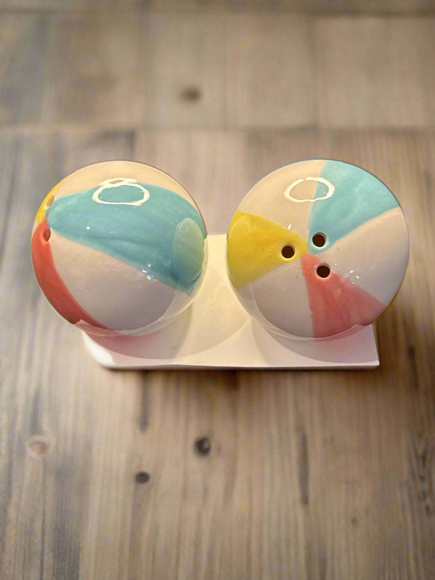 Beach Balls Salt & Pepper Shakers 2" Tall
