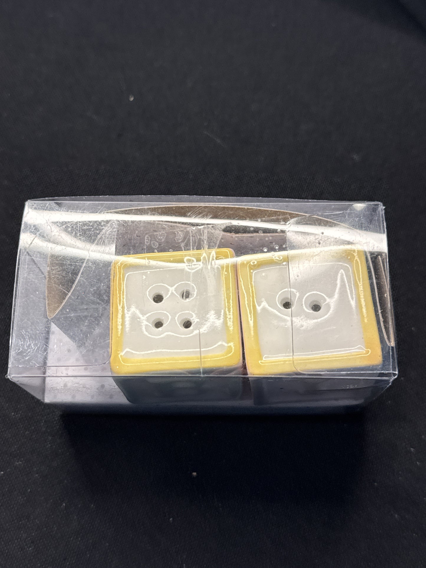Baby Block Salt & Pepper Shakers Porcelain Alphabet Blocks 1.5" Tall New in Box