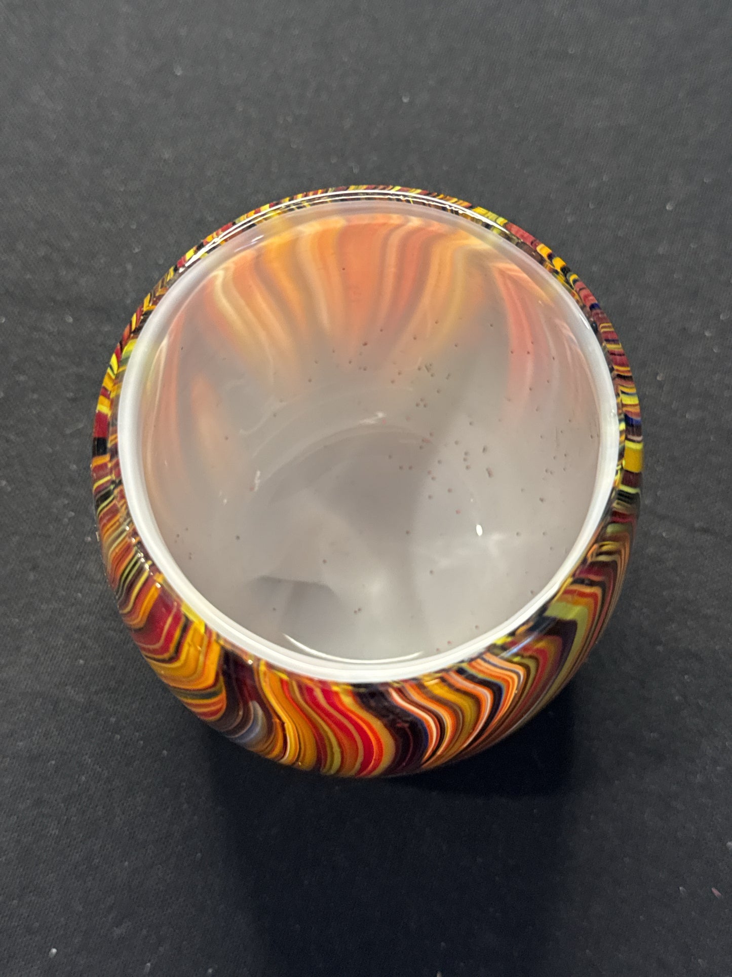 Swirled Missoni For Target Art Glass Vase Reds Yellows Clear Ovals 4" Tall Heavy