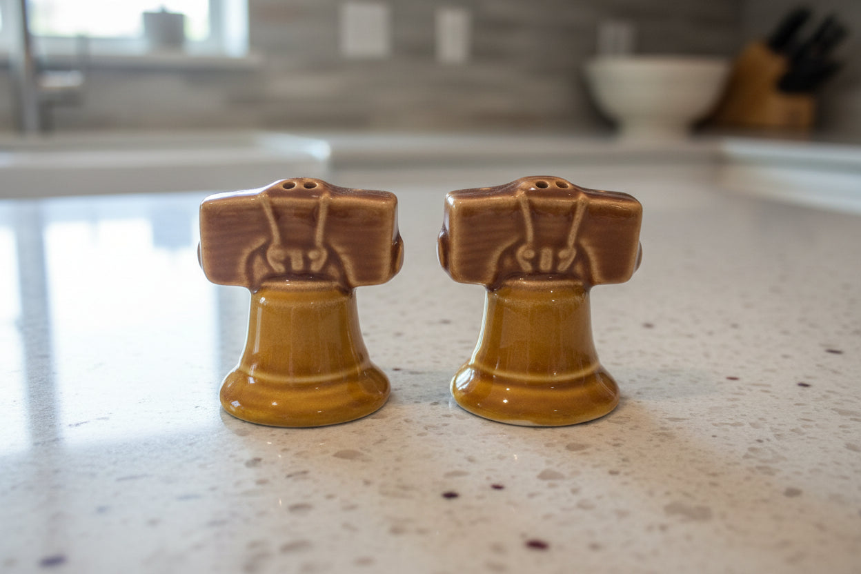 Set of Liberty Bells Salt & Pepper Shakers 1.75" Tall New Excellent Condition