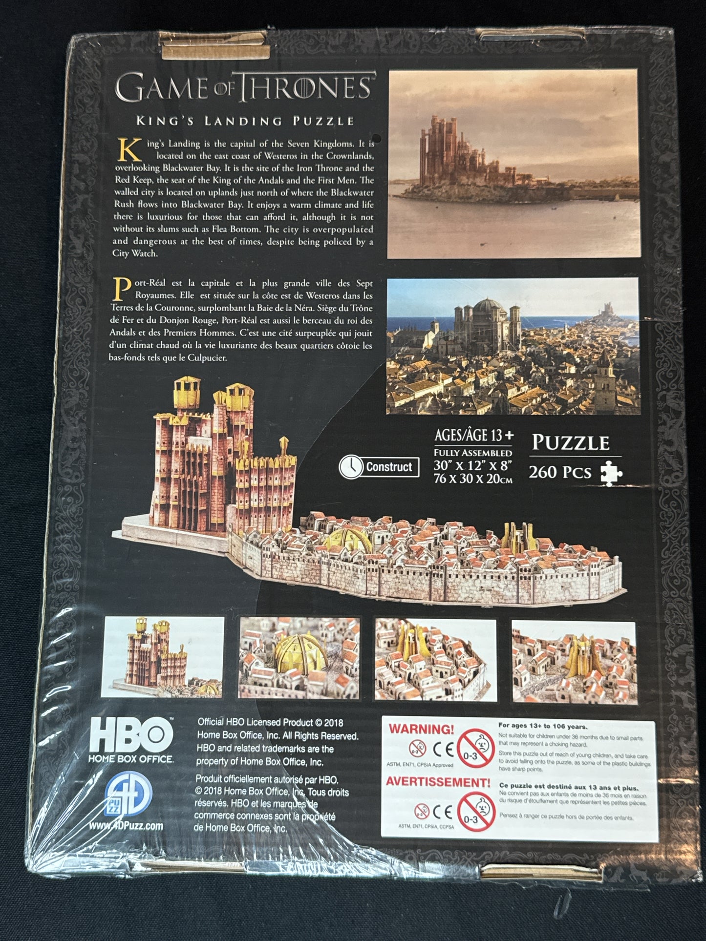 Game of Thrones King's Landing Collector's Puzzle 30" X 12" X 8" 260 Pieces
