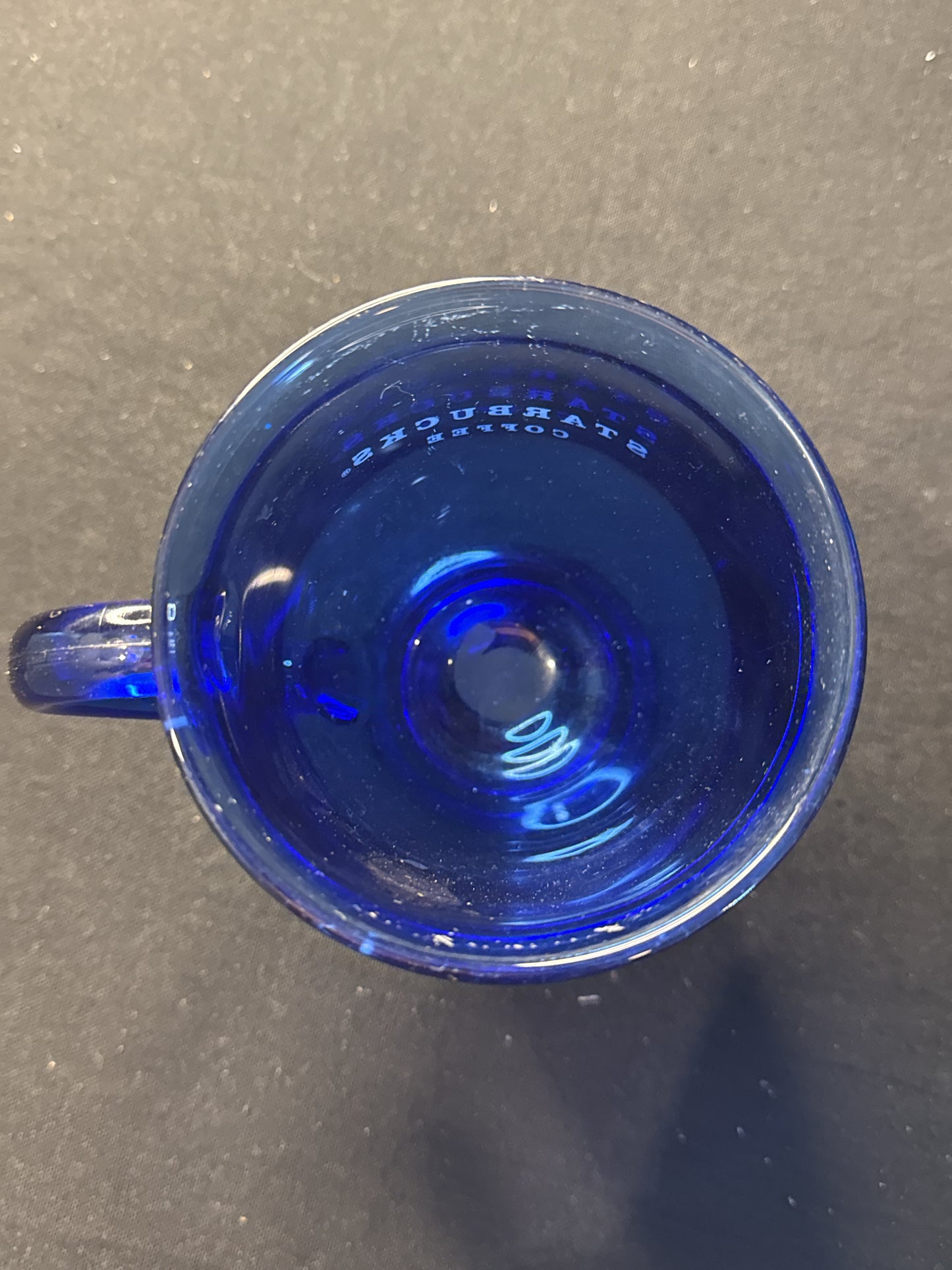 Starbucks Cobalt Blue Footed Coffee Cup Mug 16oz Anchor Hocking Block 5" Tall