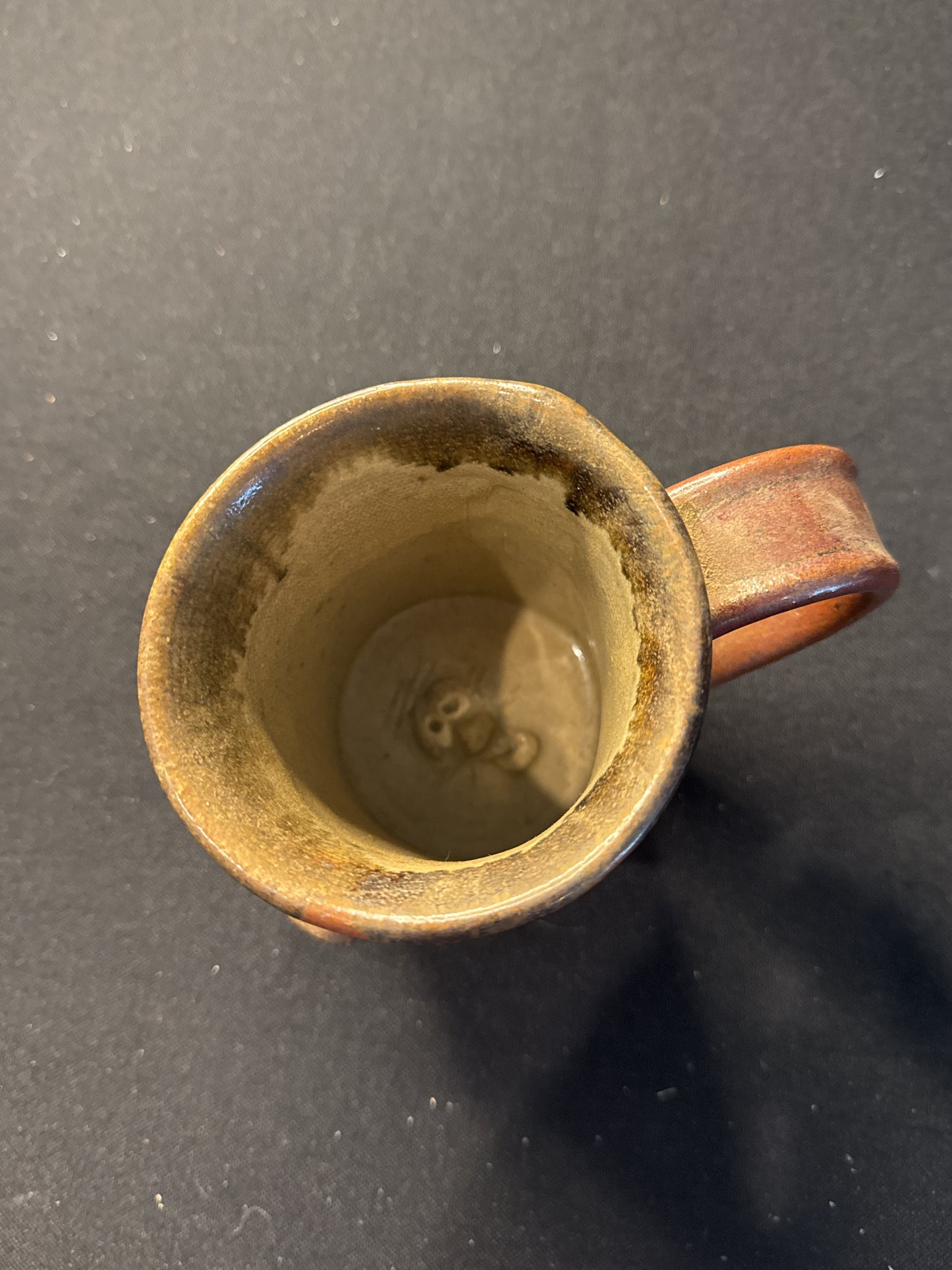 Vintage Art Pottery Brown Glaze Ugly Man's Face and Cigar Signed Charl 4.25" Tall