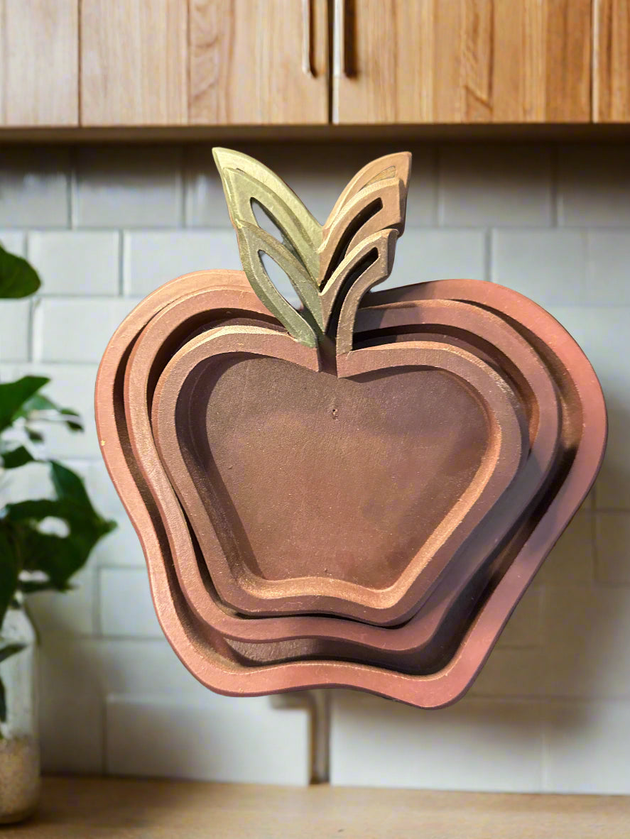 Apple Wooden Wall Decor 3 Different Sizes 6" 8" 10" Tall