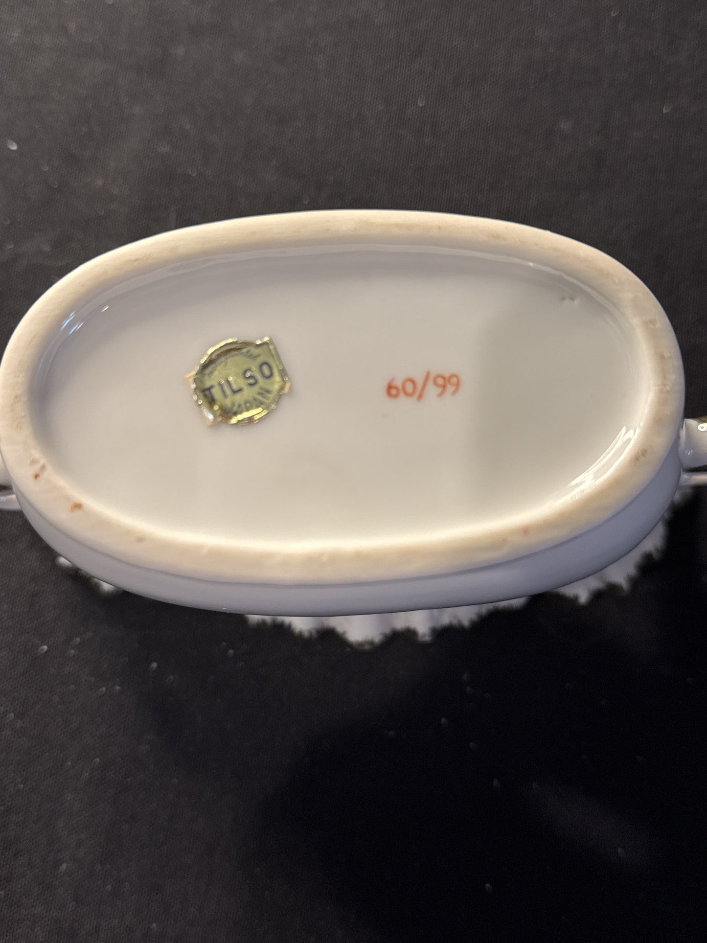 Vintage Tilso Japan Porcelain Moss Rose Vase w/ Handpainted Gold Trim 4.5" Tall x 7" Wide