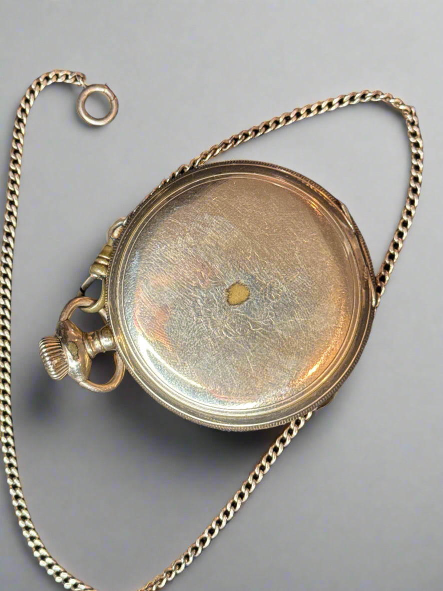1909 Vintage Elgin National Gold Filled Sidewinder Pocket Watch 54mm Ornate 7 Jewels