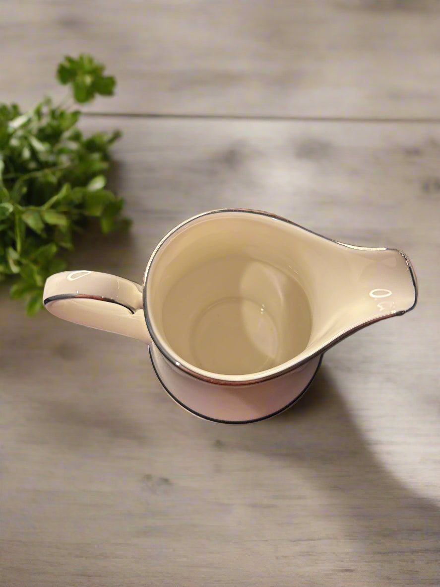 Carico Reflection Pattern Creamer 4.25" Tall Vintage Platinum Band