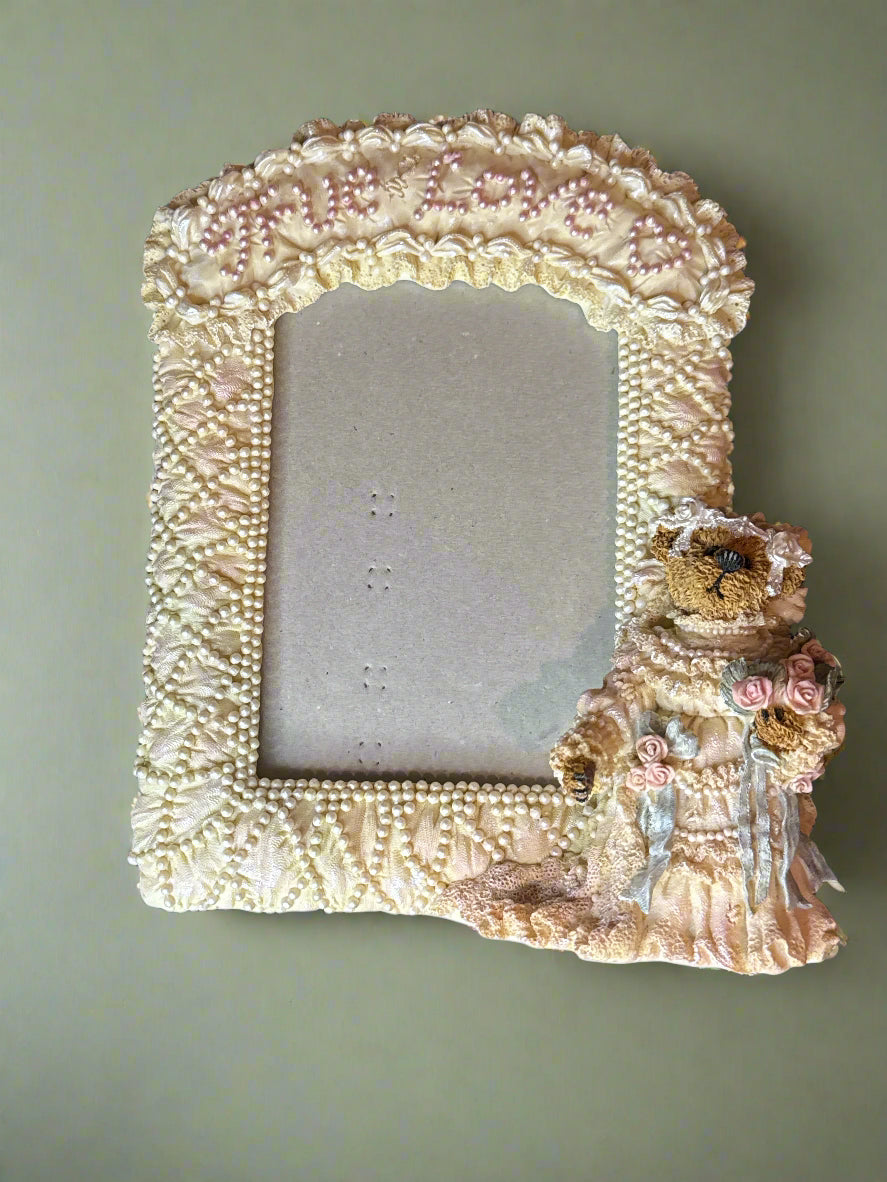 Boyds Bear & Friends Bailey True Love Bridal Bride Wedding Picture Frame