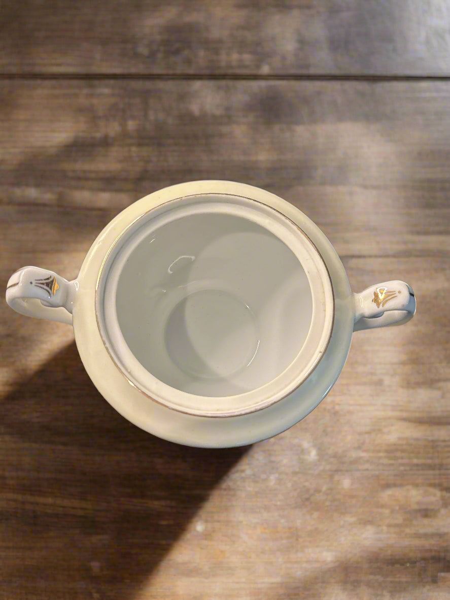 Vintage Diamond DIA4 Pattern Japan Sugar Bowl and Lid 4" Tall