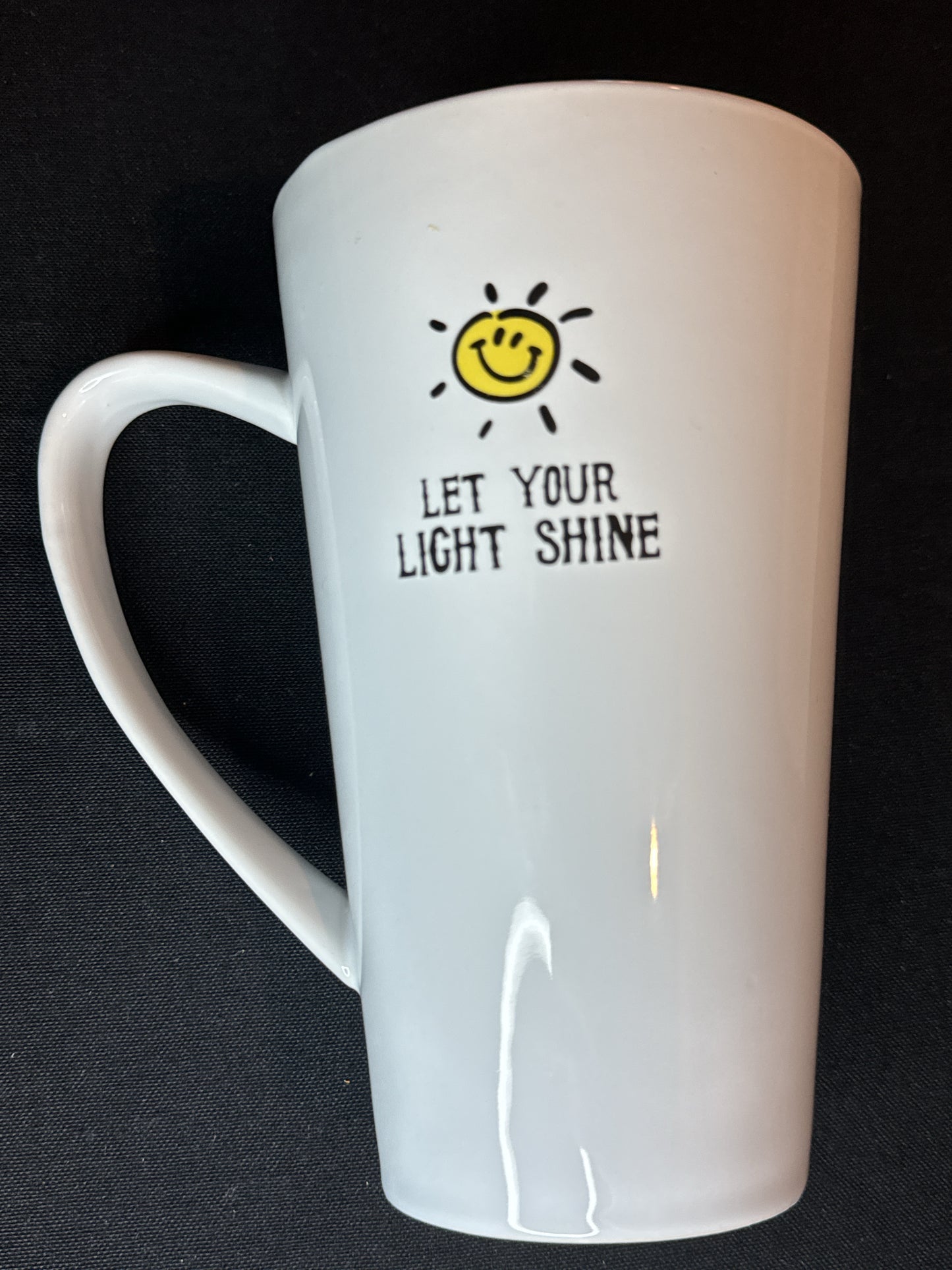 Home Essentials Mega Large Coffee Mug "Let Your Light Shine" Yellow Interior Ceramic 30oz