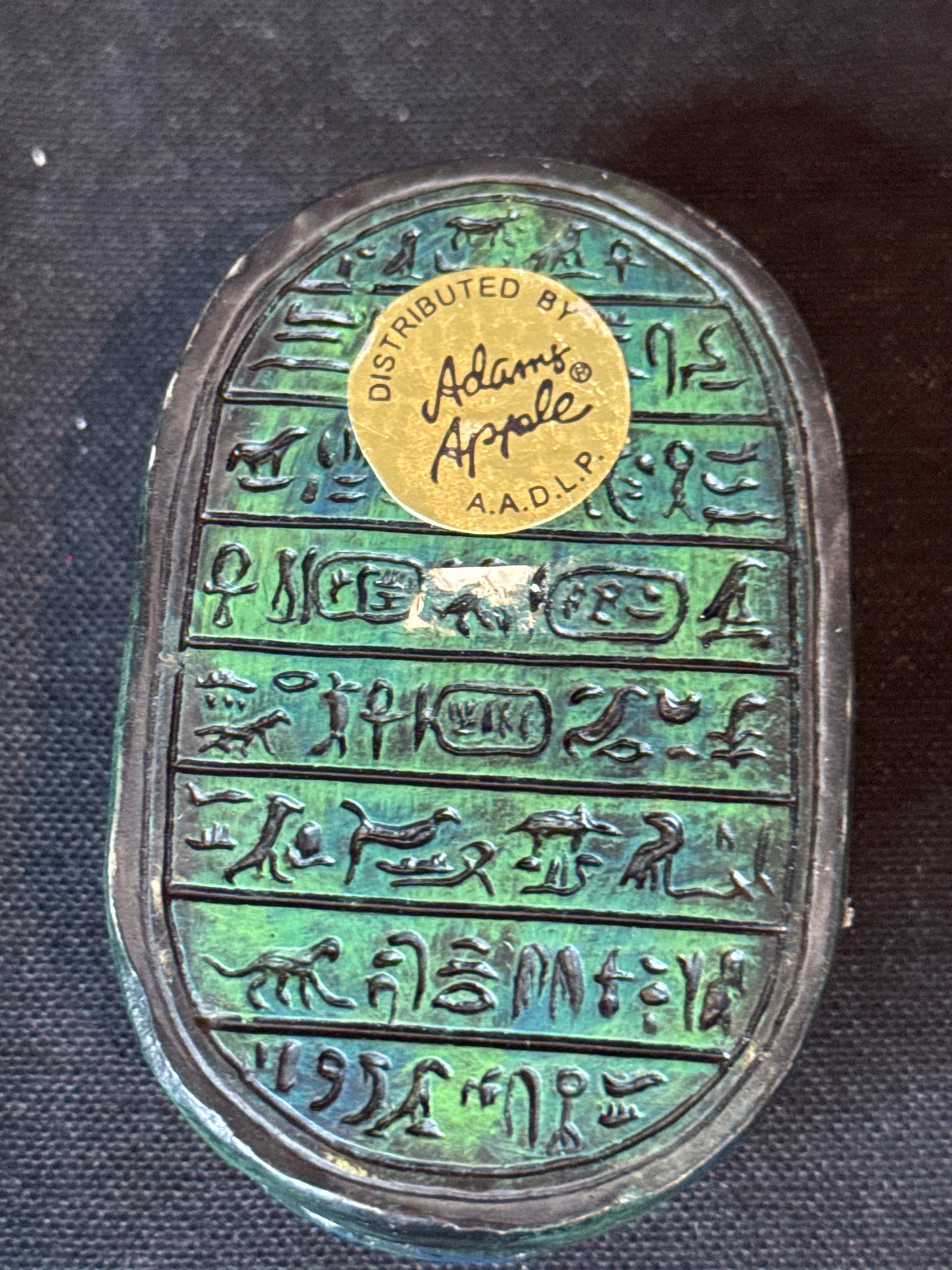 Veronese Green Scarab Beetle Resin Paperweight Egyptian 1.5" Tall