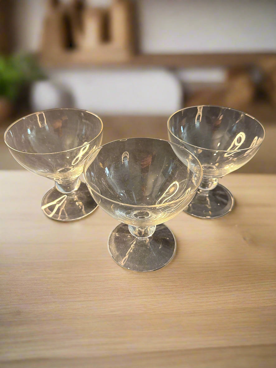 Set of Three Liquor Glasses w/ Bulbous Stem Glows