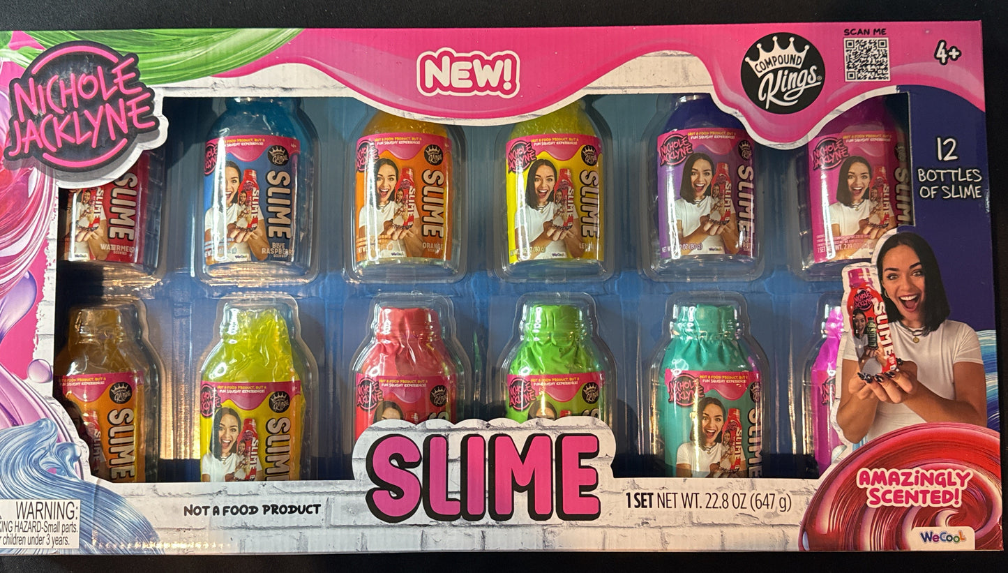 Compound Kings, Nichole Jacklyne Value Slime Box, Scented 12 Bottles of Slime New in Box