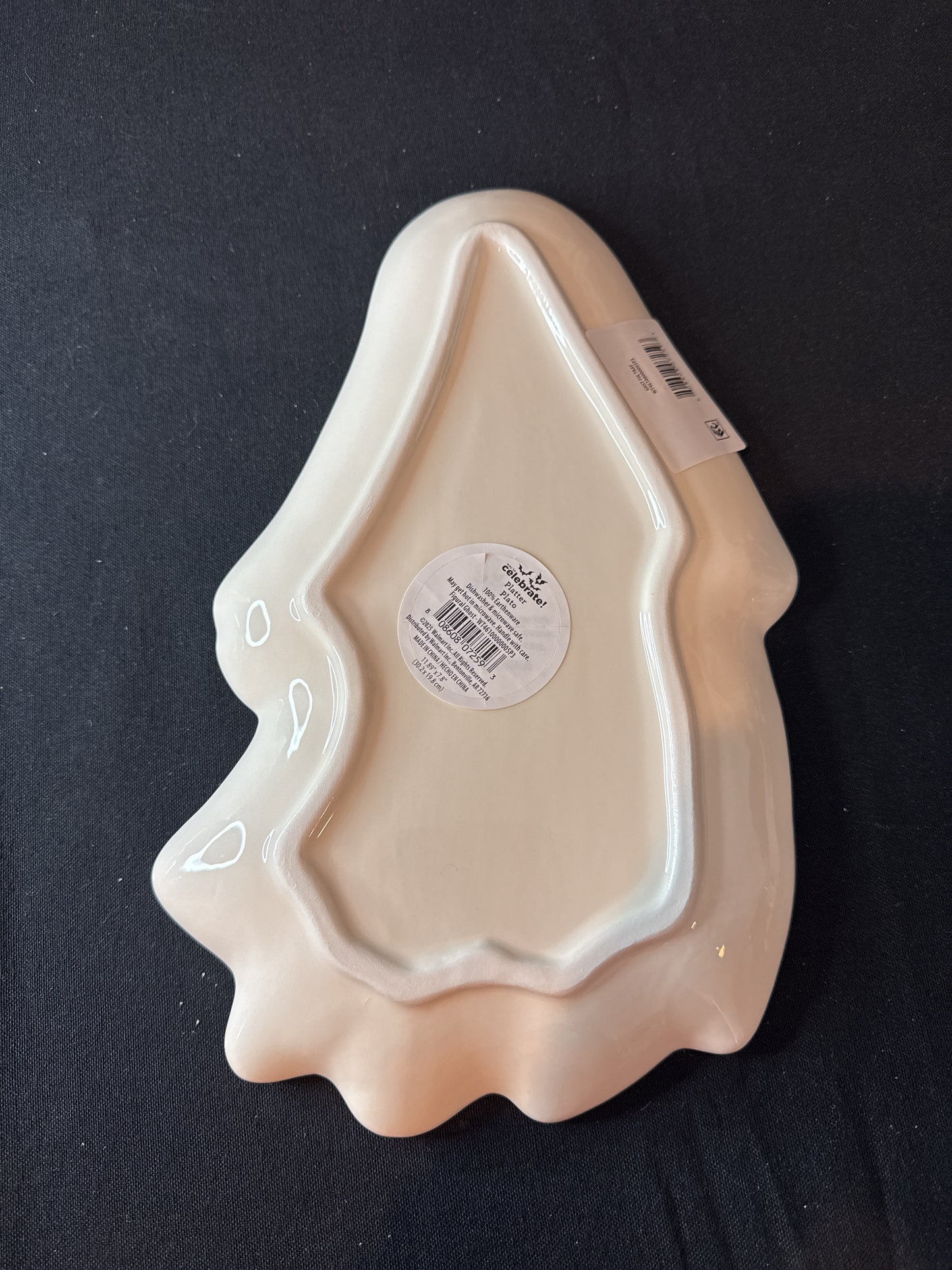 Way To Celebrate Figural Ghost Ceramic Tray 12" x 7" New With Tags