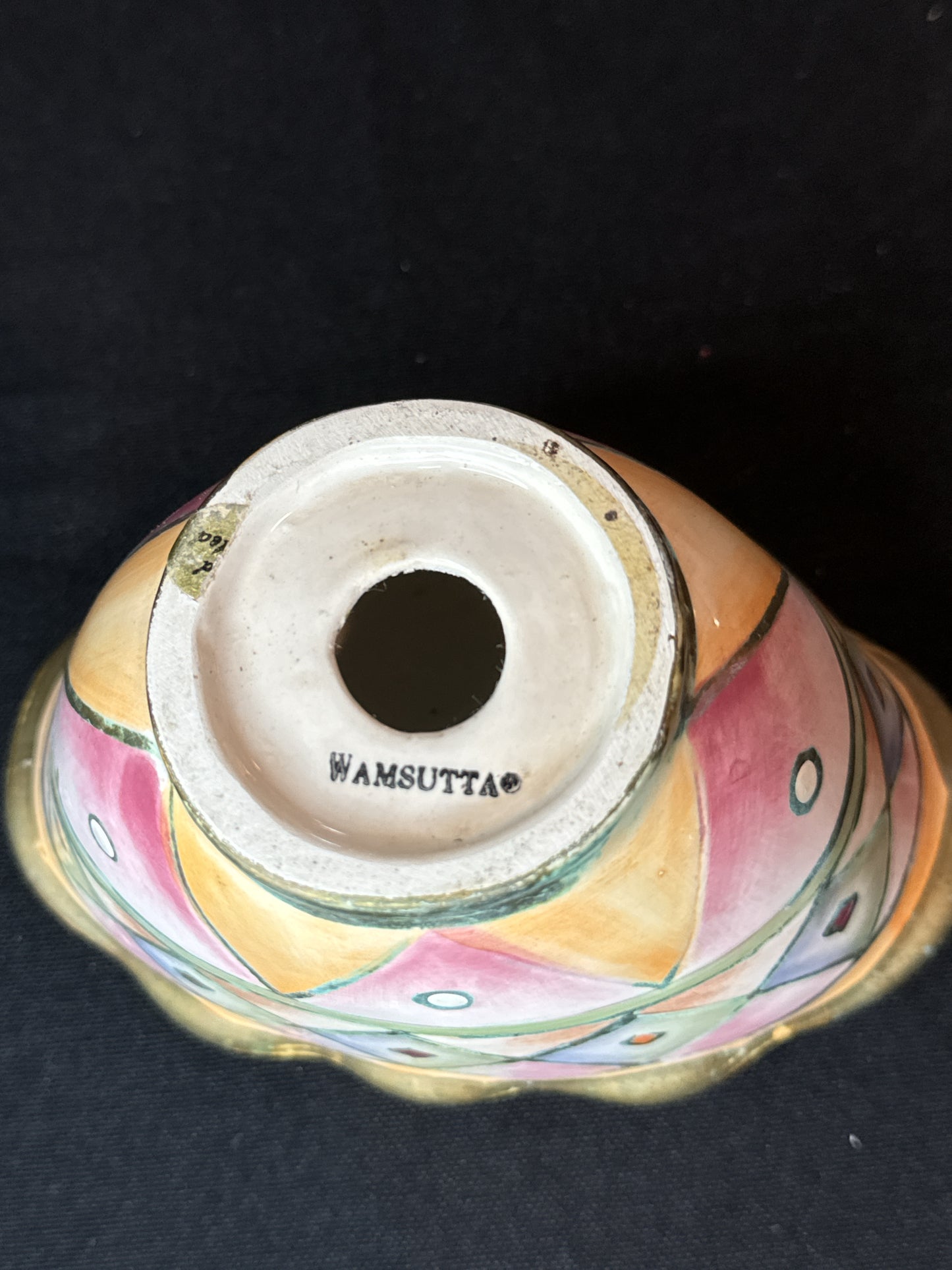 Vintage Wamsutta Pedestal Soap Dish and Toothbrush Holder - Hand Painted
