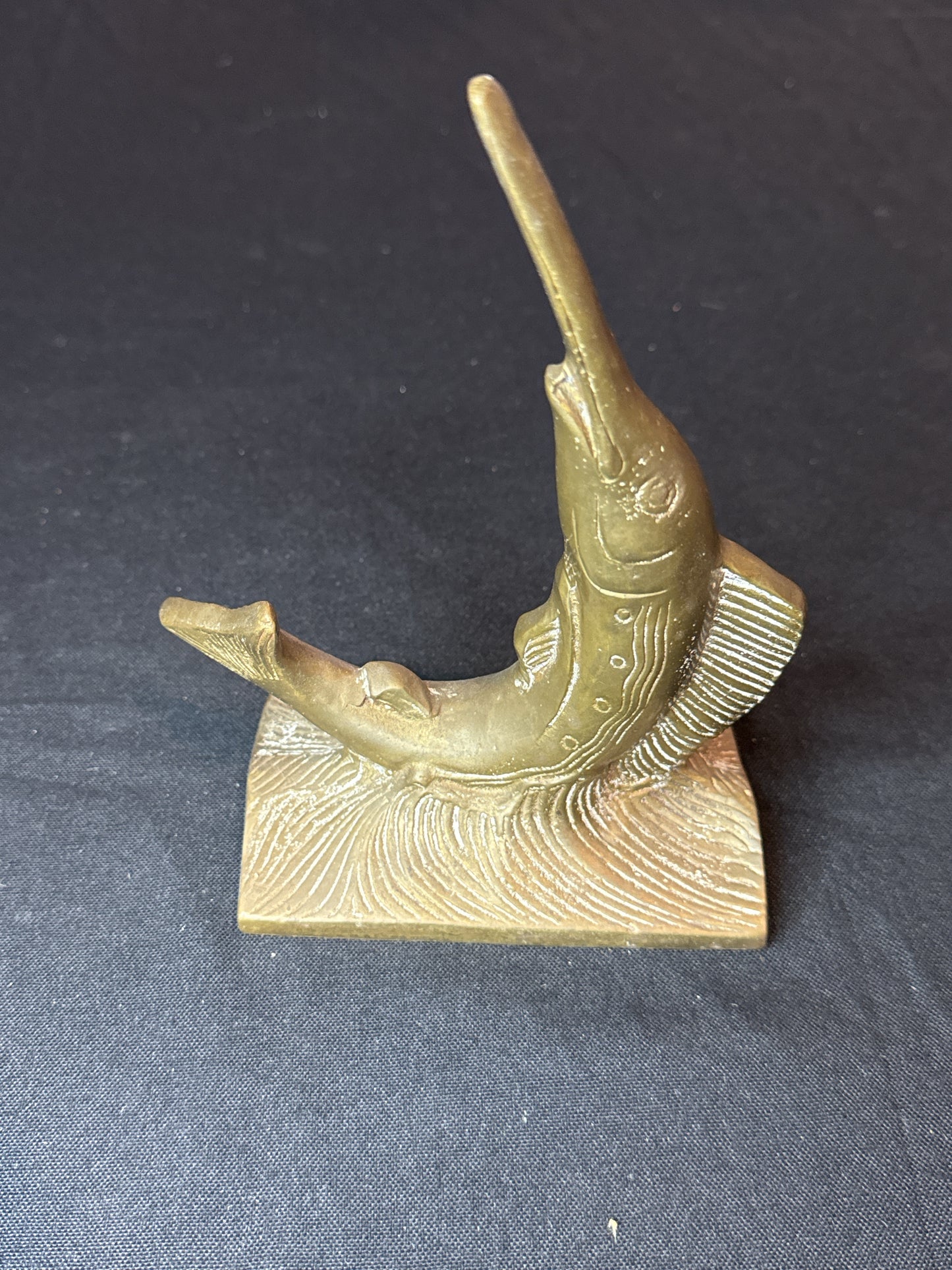 Mid Century Modern Metal Brass Nautical Swordfish Bookend 8" Tall X 5" Wide