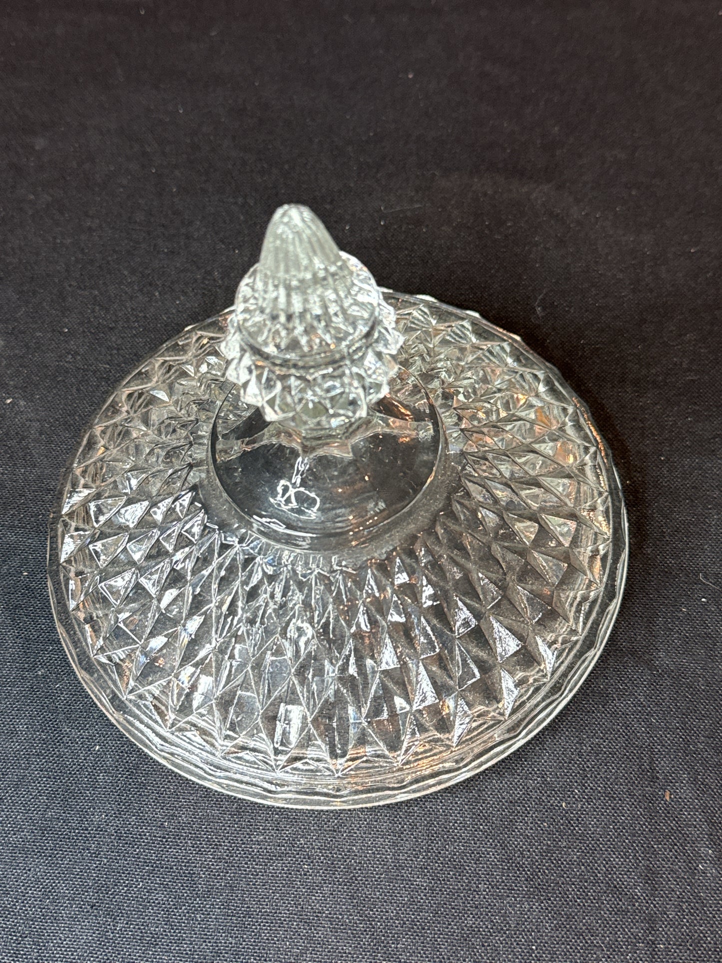 Diamond Point Ruby Indiana Glass Compote & Lid Candy Dish 12.25" Tall