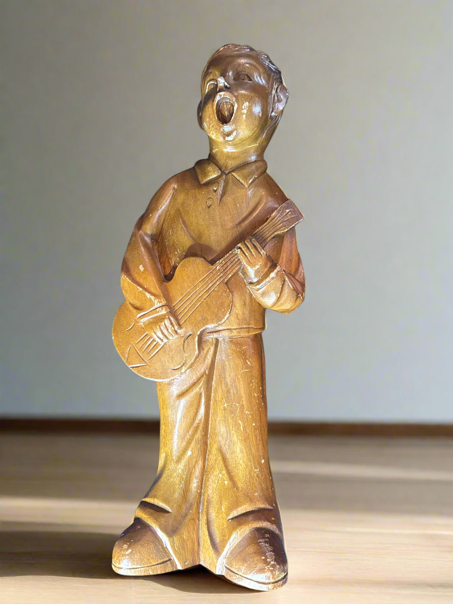 16" S. C. Vizcarra Wood Sculpture Boy with Guitar
