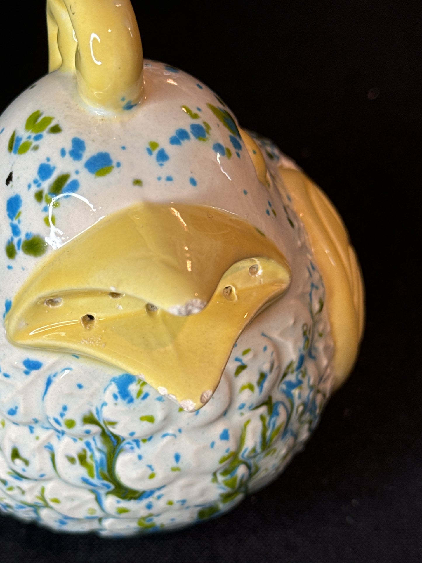 Yellow Large Bird Salt Shaker 5" X 5" Ceramic Speckled Glaze