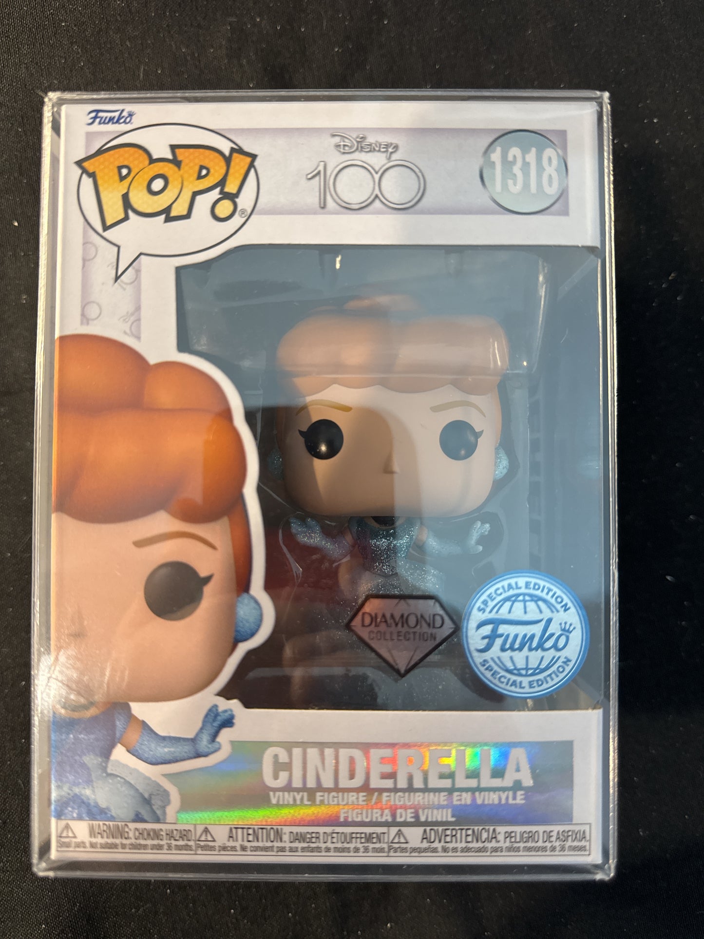 Funko Pop! Disney 100 #1318 Cinderella Vinyl Figure Diamond Collection NIB w/ Soft Case